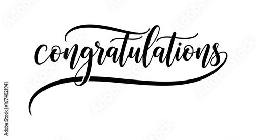Congratulations handwritten script calligraphy text, elegant script lettering for greeting cards and celebrations