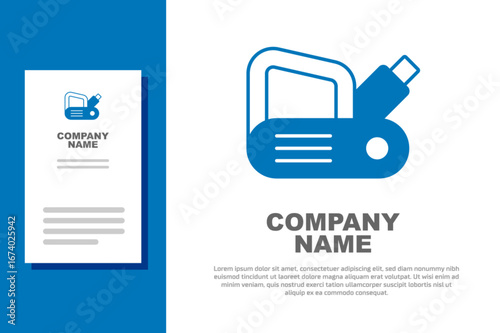 Blue Electric planer tool icon isolated on white background. Logo design template element. Vector