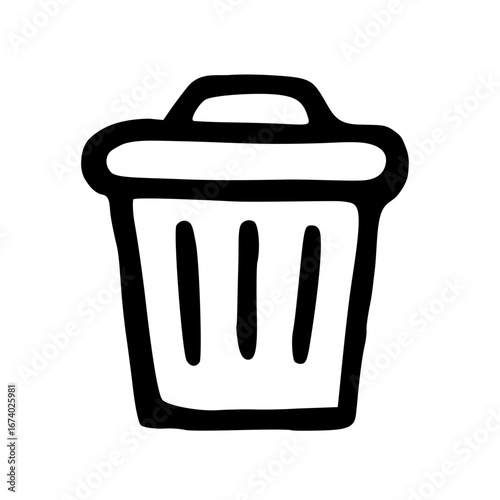 Trash can Garbage Bin Hand Drawn Doodle Vector Icon