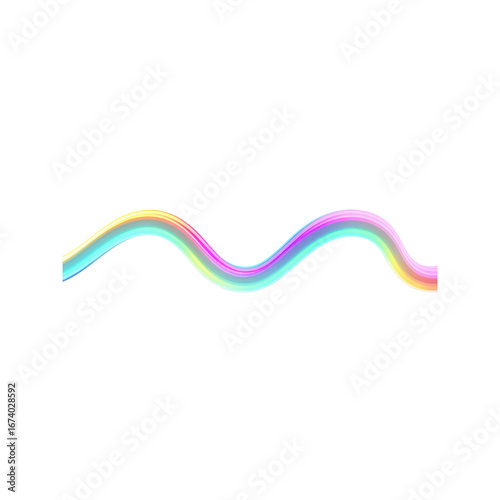 Abstract Pastel Rainbow Wave Line -  Vibrant Swirl Design Element