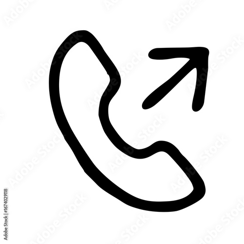 Outgoing Phone Call Arrow Hand Drawn Doodle Vector Icon