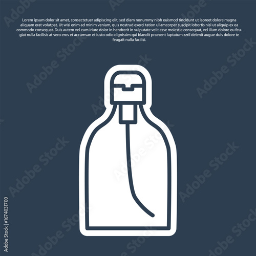 Blue line Bottle of liquid antibacterial soap with dispenser icon isolated on blue background. Disinfection, hygiene, skin care. Vector Illustration
