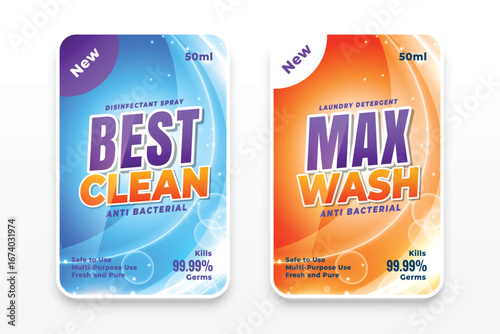 laundry detergent clean wash label stickers in two colors