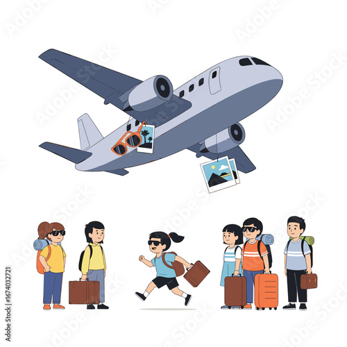 Travelers ready for adventure awaiting their flight with luggage and carry on bags