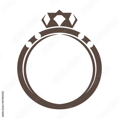Brown ring with diamond crown and small circles on white background jewelry gold