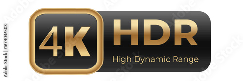 4k hdr high dynamic range technology icon for ultra hd display clarity.
