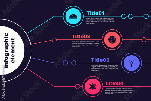 Set Jewish kippah with star of david, Moon, Christian cross chain and Star David. Business infographic template. Vector