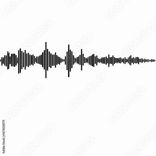 Black sound wave equalizer on white background audio