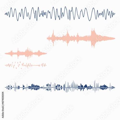 Dark Blue and Pink Sound Waveforms and Bar Graphs audio