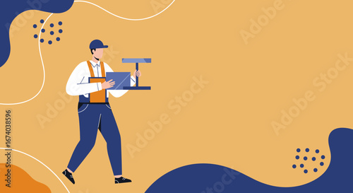 Professional delivery worker in uniform carrying packages, representing efficient service and logistics. Ideal for business, shipping, and e-commerce concepts.