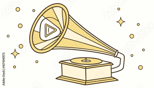 Youtube Golden play button in standing shap