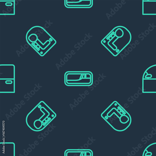 Set line Car door handle, Gear shifter and on seamless pattern. Vector