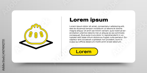 Line Khinkali on cutting board icon isolated on white background. Traditional georgian dumpling. Colorful outline concept. Vector