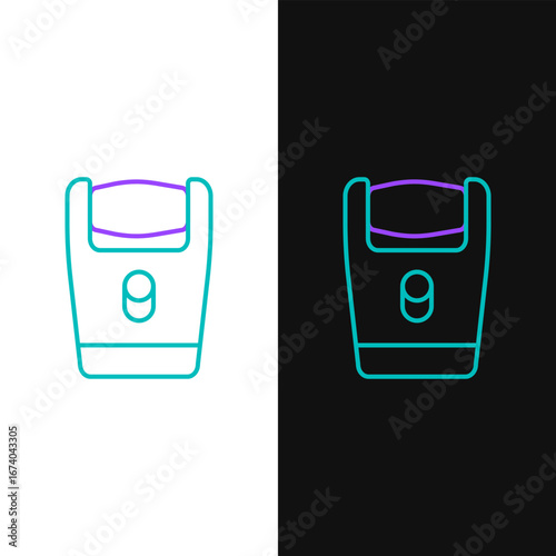 Line Electric razor blade for men icon isolated on white and black background. Electric shaver. Colorful outline concept. Vector
