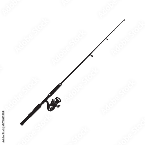 Black and White of a Fishing Rod with Spinning Reel Detail