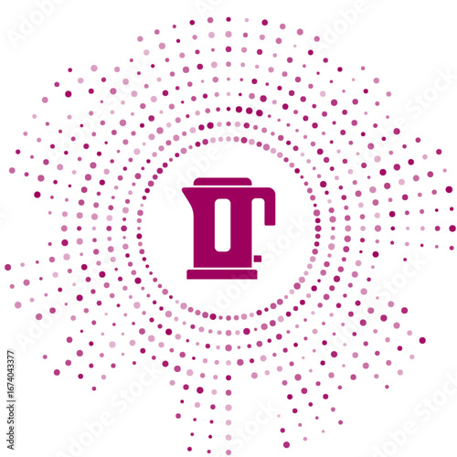 Purple Electric kettle icon isolated on white background. Teapot icon. Abstract circle random dots. Vector
