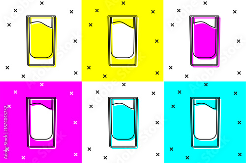 Set Shot glass icon isolated on color background. Vector