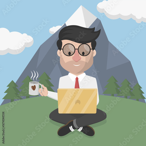 Business man with beard as Arabic business man vector illustration design