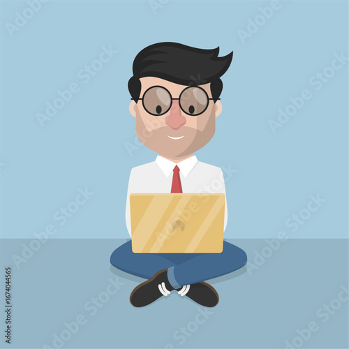 Business man with beard as Arabic business man vector illustration design