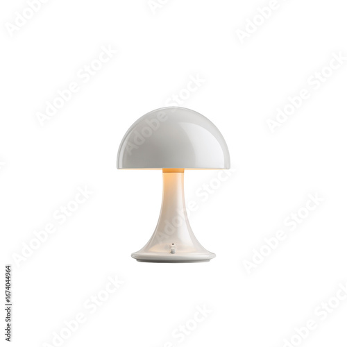 Modern White Mushroom Table Lamp, Illuminated Design Element