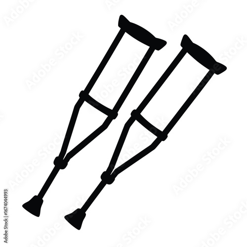 Pair of black medical crutches on a white background