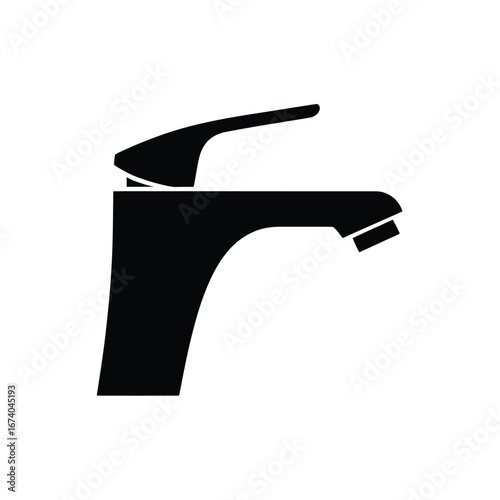 Modern black silhouette of a single handle bathroom faucet
