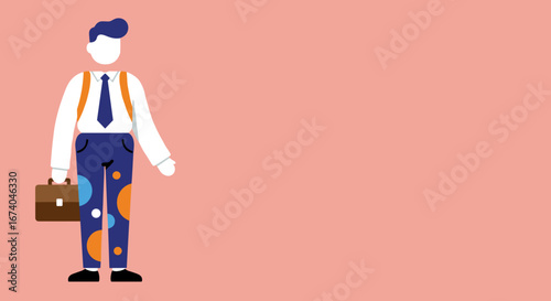 A stylized business professional with a briefcase, representing diverse corporate roles, career paths, and modern work culture. Ideal for concepts of employment and success.