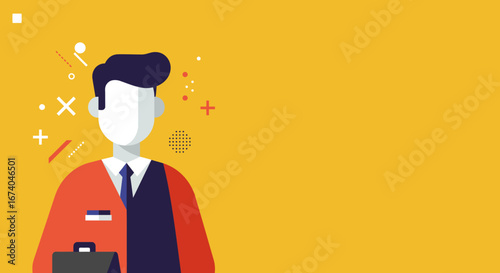 Conceptual illustration of a person's dual roles: professional and casual. Represents career choices, work-life balance, and personal branding. Useful for business and lifestyle.