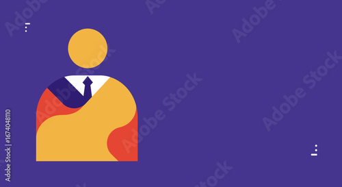 Abstract illustration of a professional person with a tie, ideal for business concepts, corporate identity, or digital marketing designs. Ample copy space for text.