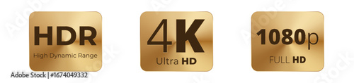 Gold badges highlighting hdr, 4k ultra hd, and 1080p full hd quality.