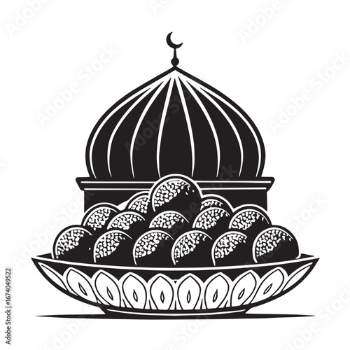 Black falafel Silhouette Vector, High Quality Illustration on White Background