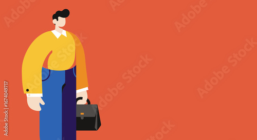 Professional man with a briefcase, depicted in a modern vector illustration on a vibrant background. Represents business, career, and corporate concepts.