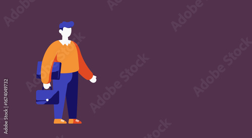 Professional man with briefcase and folder, ready for work or education. Ideal for business, career, or lifestyle concepts.