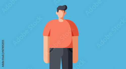Minimalist vector illustration of an anonymous standing man. Clean, modern design for diverse commercial uses, lifestyle concepts, or user interface elements.