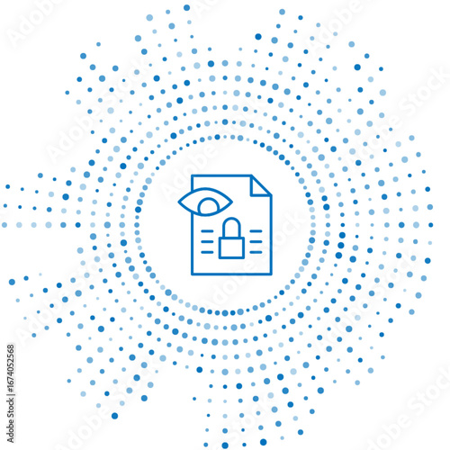 Blue line Journalistic investigation icon isolated on white background. Financial crime, tax evasion, money laundering, corruption. Abstract circle random dots. Vector