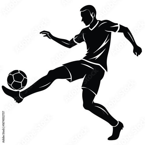 Black silhouette of a soccer player kicking a ball 3