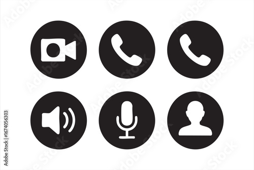 Online Call and Video Communication Icons for Internet and Mobile Design