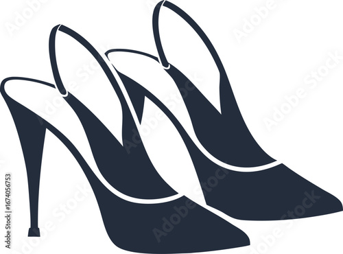 2 Slingback Heels shoes silhouette vector icon 