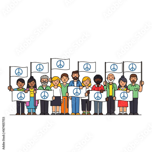 Diverse Group of People Holding Peace Signs