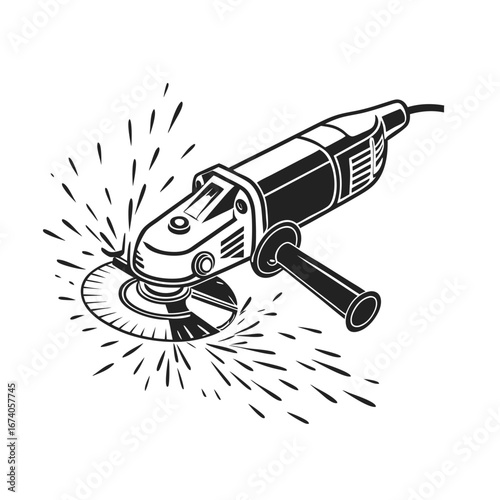 Grinder Tool Silhouette A Detailed Vector Illustration of Industrial Equipment