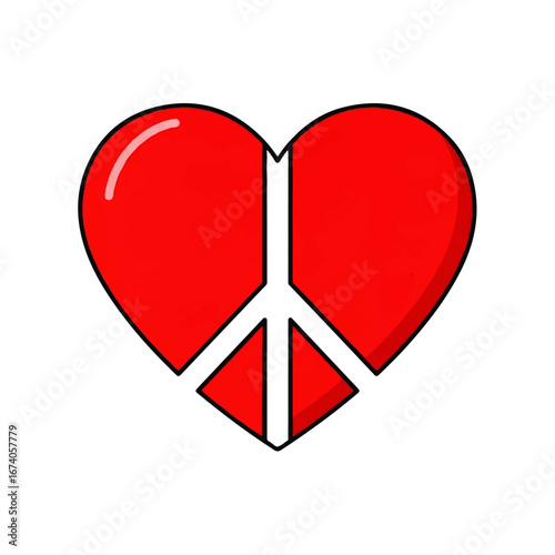 Red Heart Peace Symbol Graphic Design