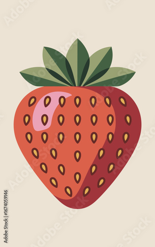 Fragola 001 Cibo Geometrico - Collezione Retro Moderna