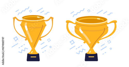 Award trophy symbol. Golden champion winner cup. Victory, prize, winner, reward emblem. Success and achievement concept