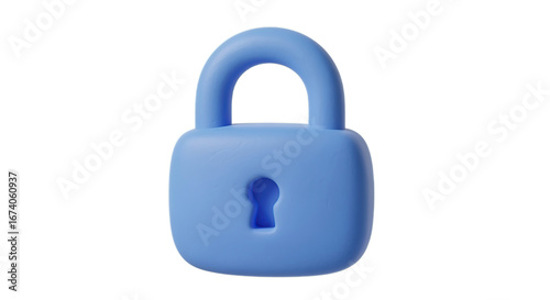 Stylized Blue Padlock Icon on Transparent Background Symbolizing Digital Security and Data Protection in a Modern 3D Rendering