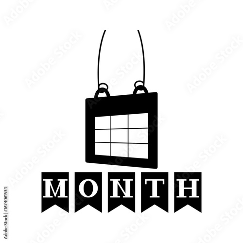 Calendar month banner graphic, time planning and events