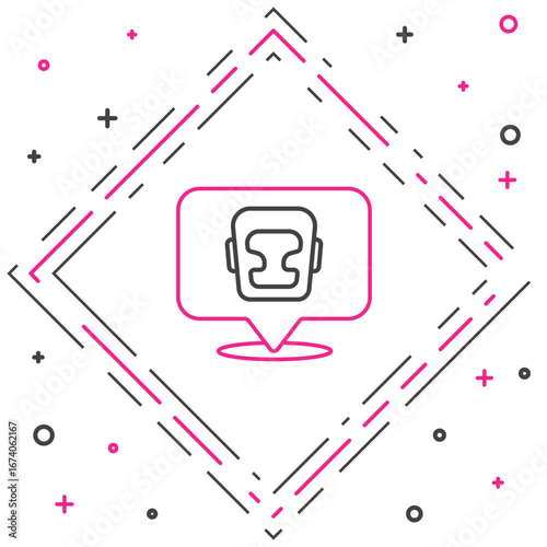 Line Boxing helmet icon isolated on white background. Colorful outline concept. Vector