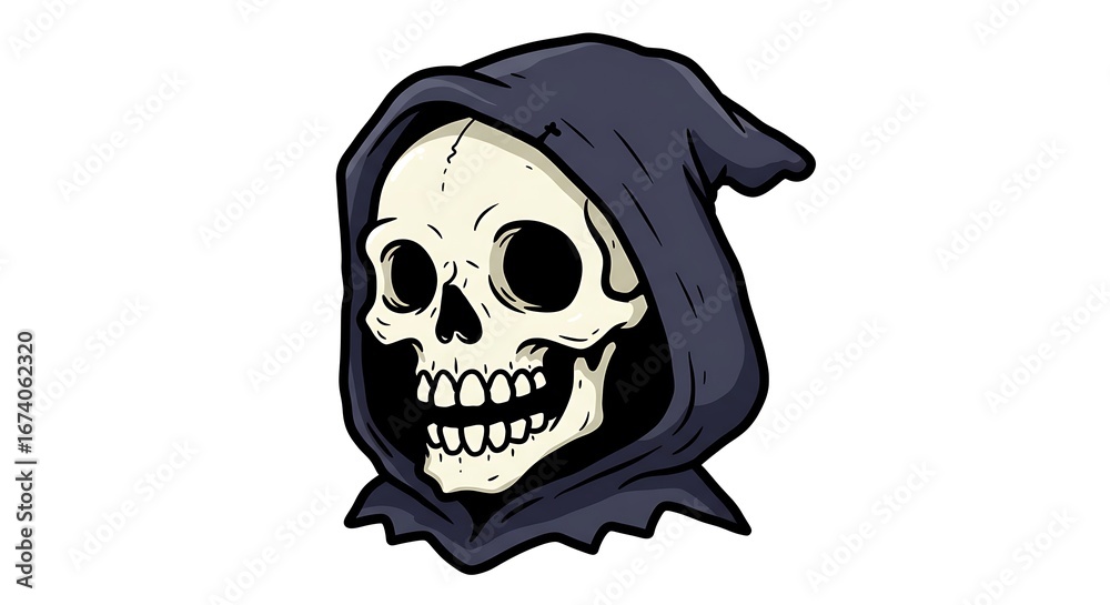 Fototapeta premium Smiling Grim Reaper: Cartoon Illustration
