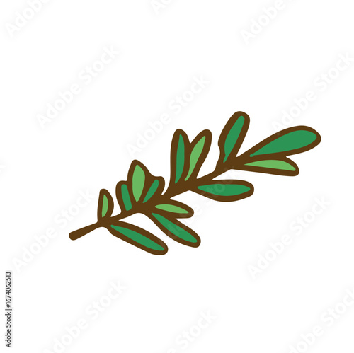 green plant branch color cartoon