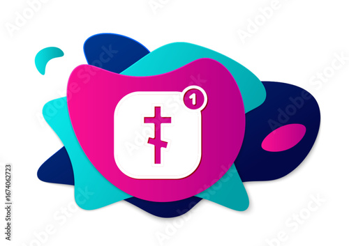 Color Online church pastor preaching video streaming icon isolated on white background. Online church of Jesus Christ. Abstract banner with liquid shapes. Vector