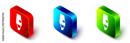 Isometric Marker pen icon isolated on white background. Red, blue and green square button. Vector